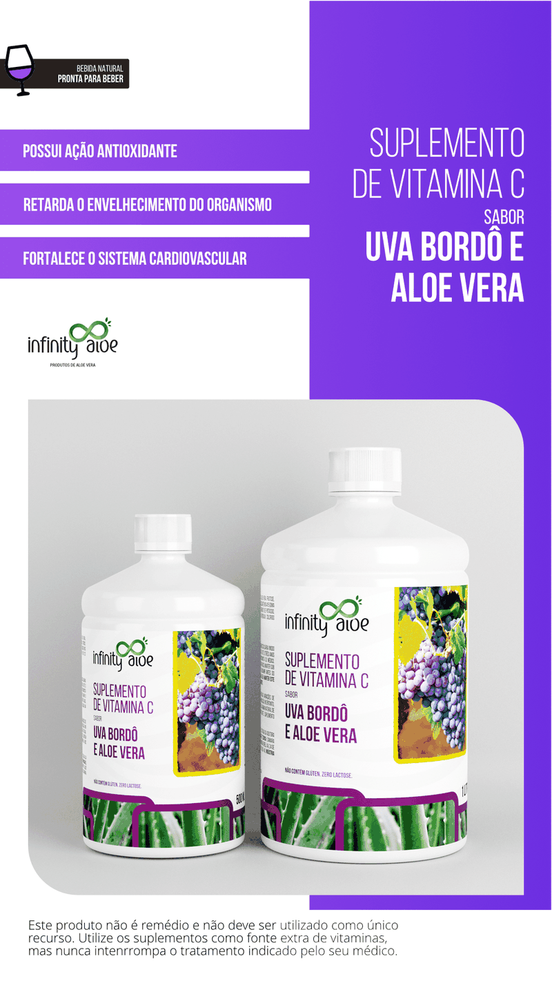 Suplemento de Vitamina C Com Uva Bordô e Aloe Vera 1 L Infinity Aloe