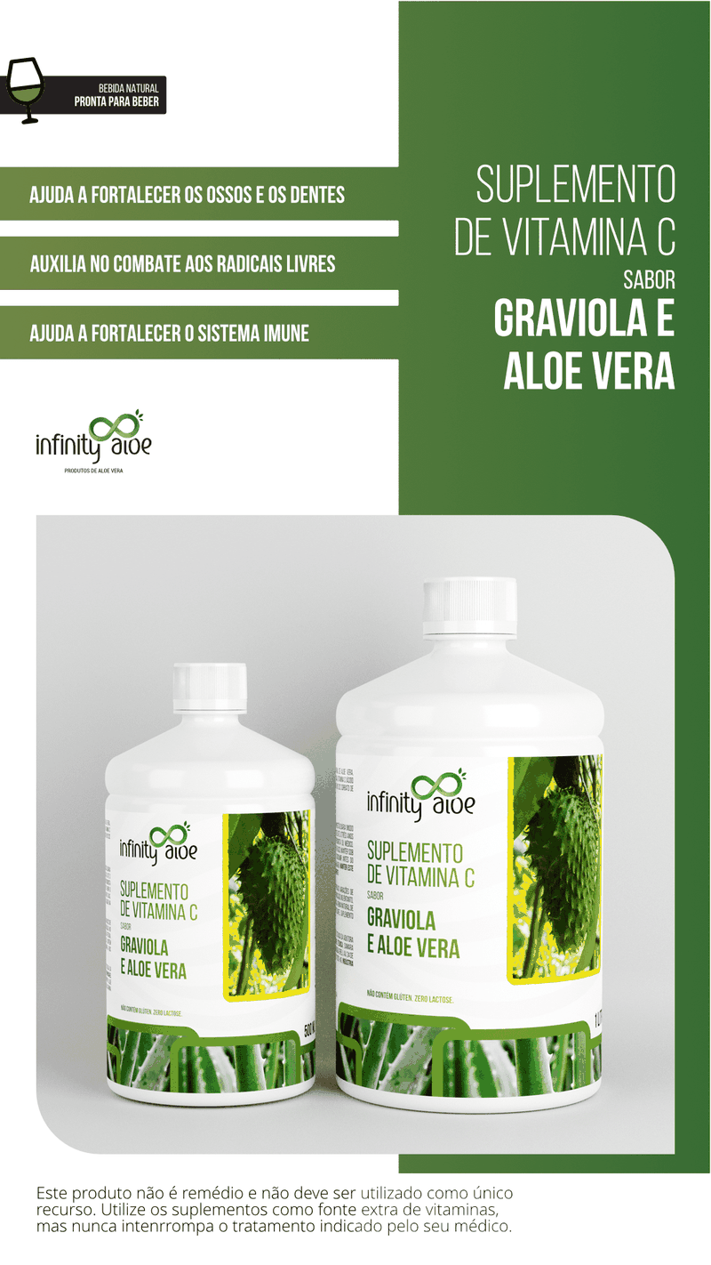 Suplemento de Vitamina C Com Graviola e Aloe Vera 1 L Infinity Aloe