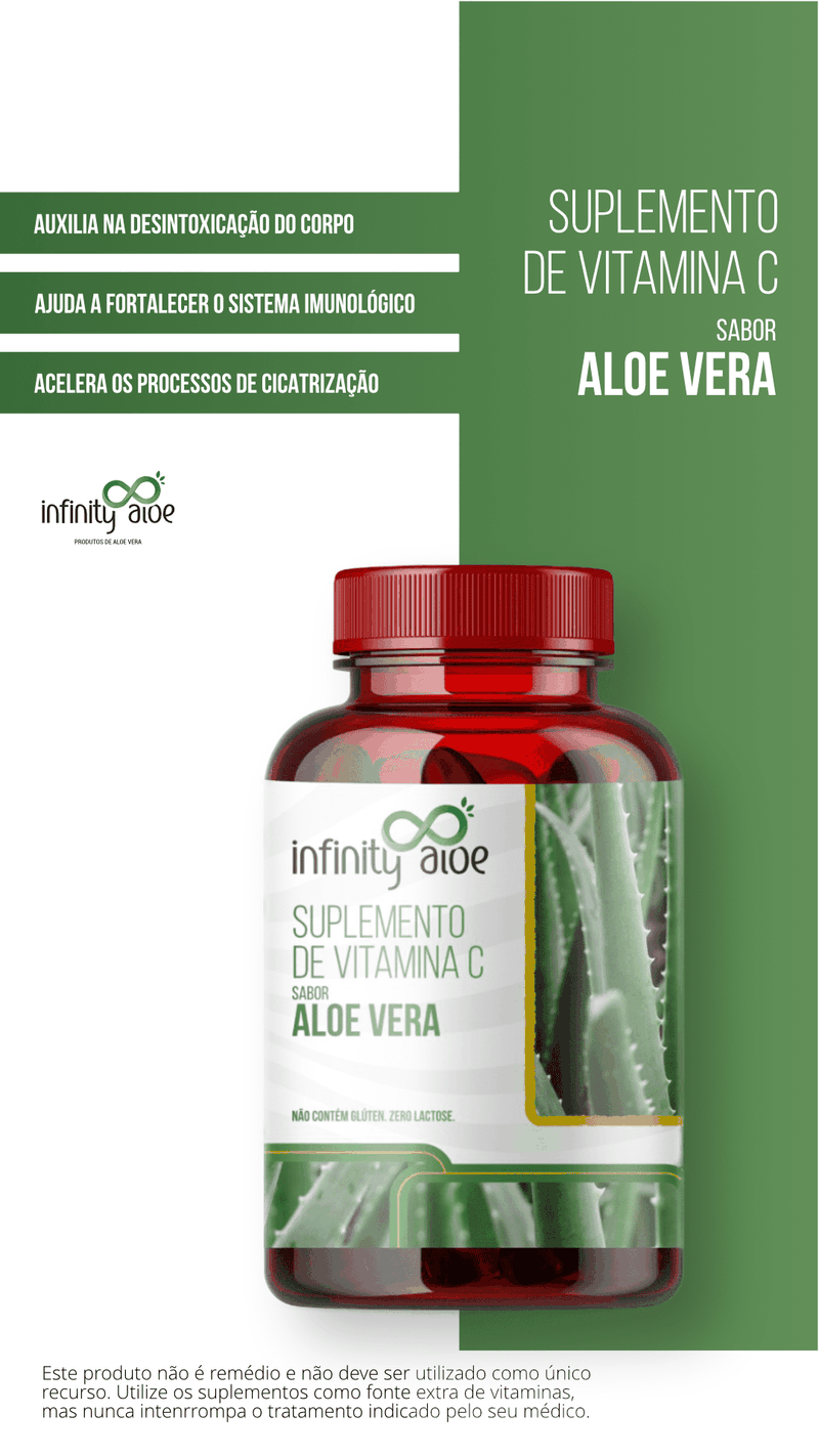 Suplemento de Vitamina C Com Aloe Vera 60 Cápsulas Infinity Aloe