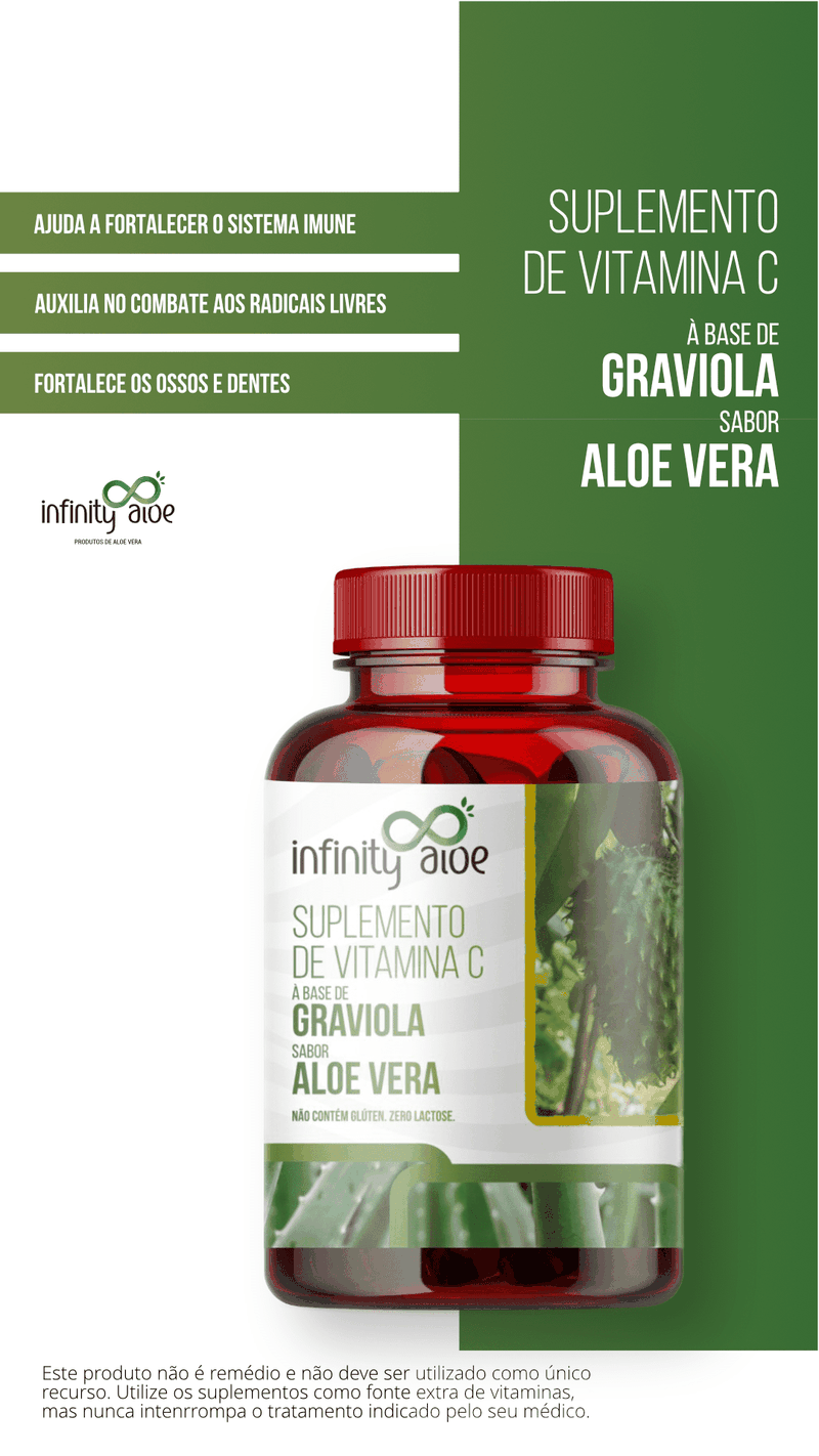 Suplemento de Vitamina C Com Graviola e Aloe Vera 60 Cápsulas Infinity Aloe