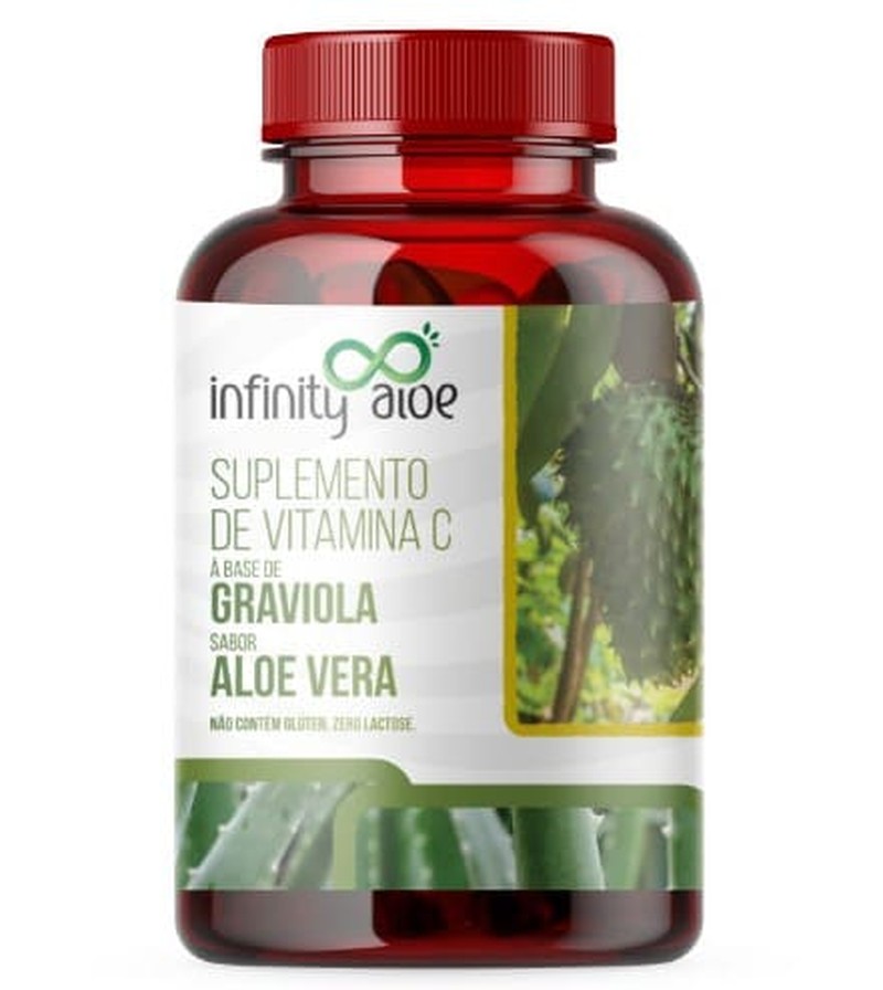 Suplemento de Vitamina C Com Graviola e Aloe Vera 60 Cápsulas Infinity Aloe