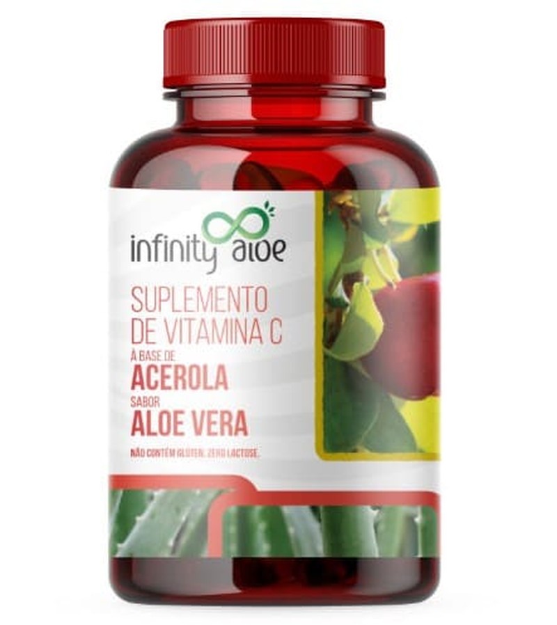 Suplemento de Vitamina C Com Acerola e Aloe Vera 60 Cápsulas Infinity Aloe