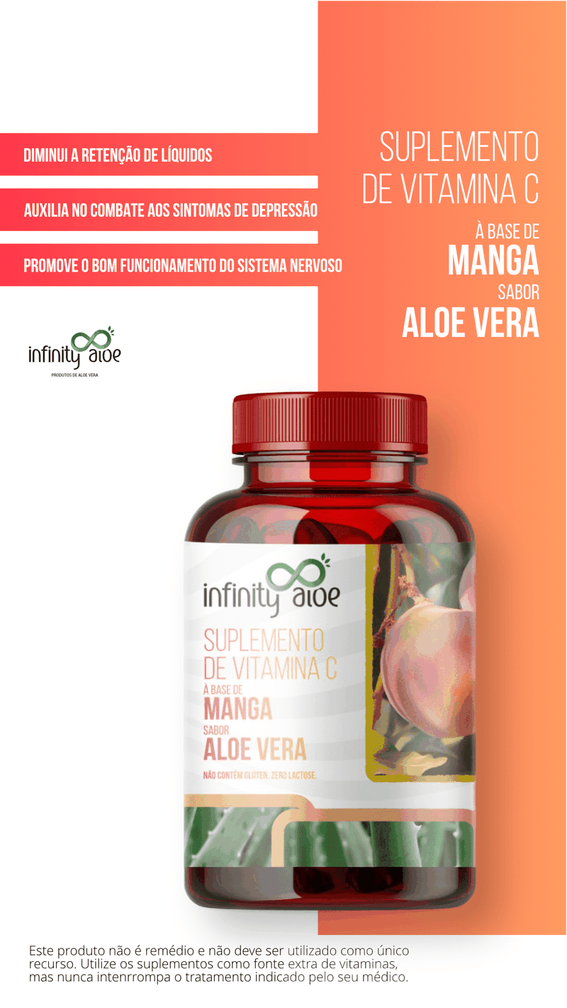 Suplemento de Vitamina C Com Manga e Aloe Vera 60 Cápsulas Infinity Aloe
