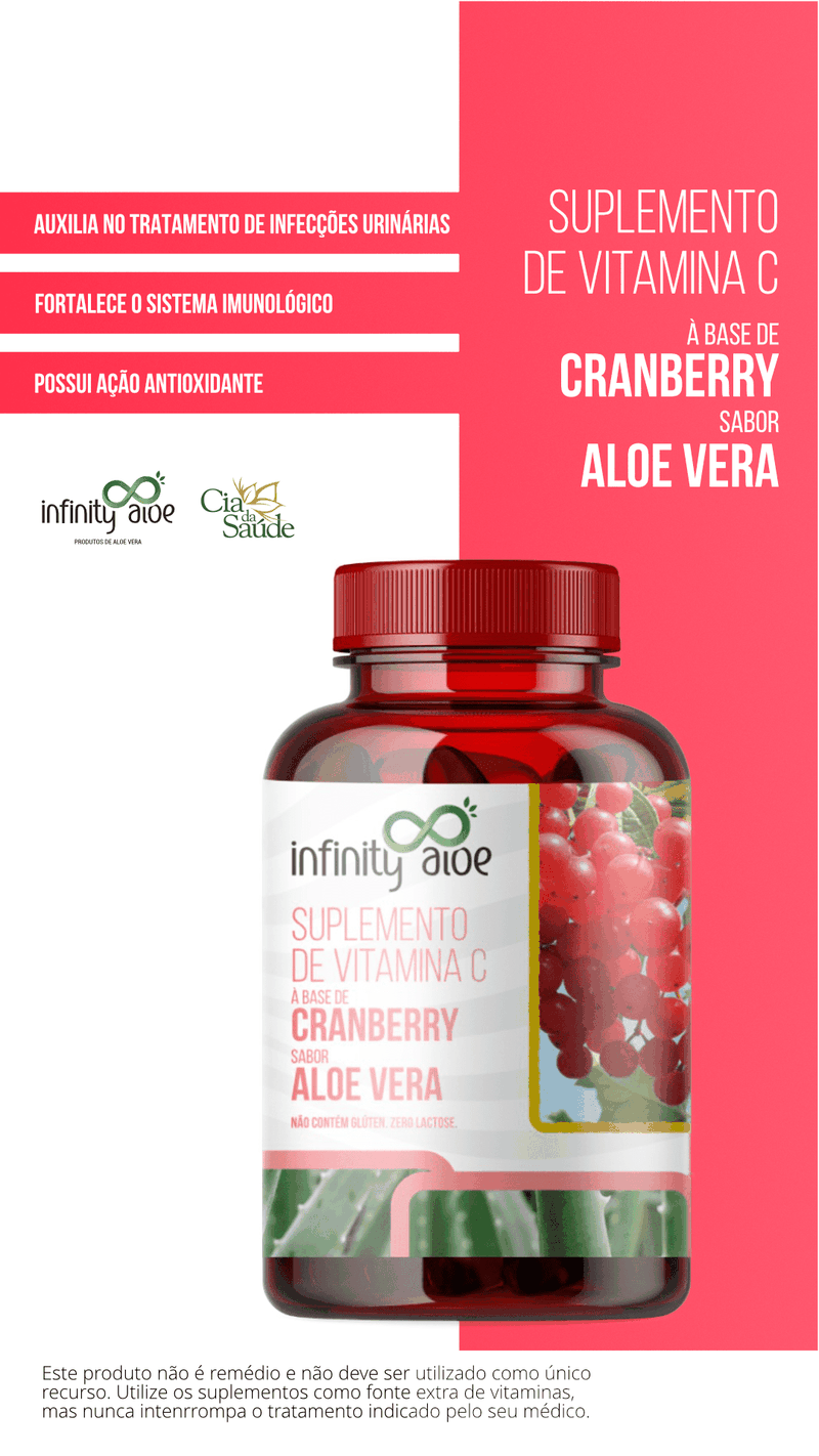Suplemento de Vitamina C Com Cranberry e Aloe Vera 60 Cápsulas Infinity Aloe