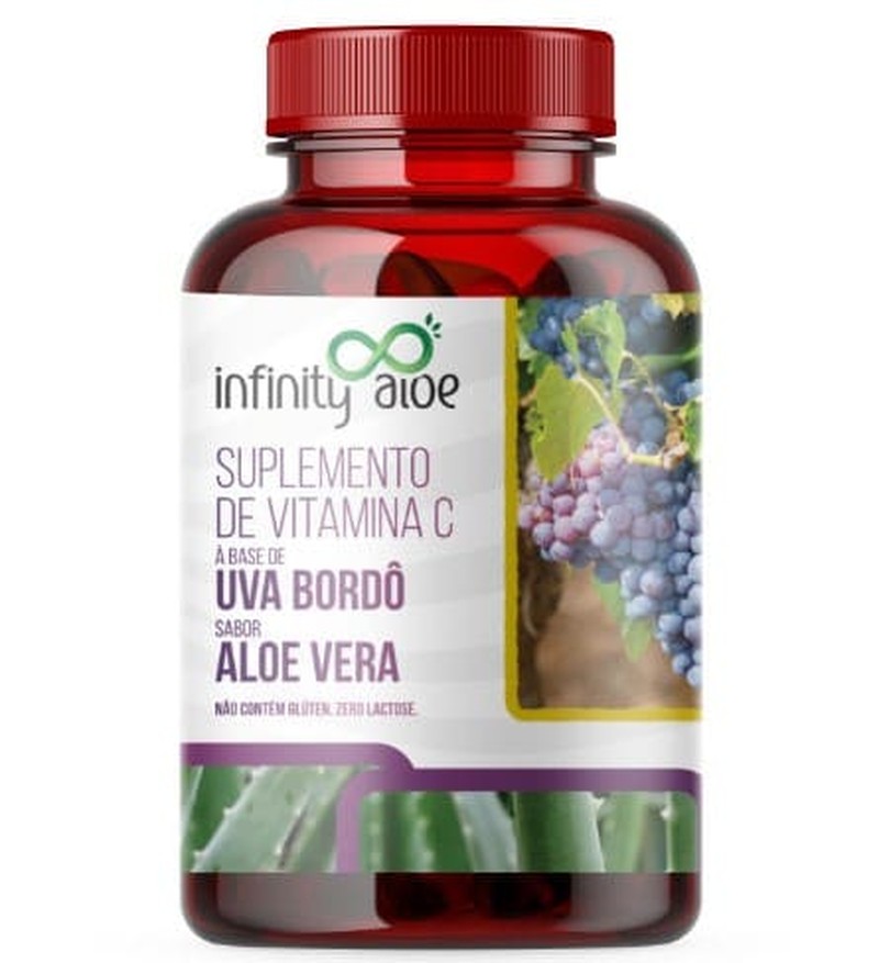 Suplemento de Vitamina C Com Uva Bordô e Aloe Vera 60 Cápsulas Infinity Aloe