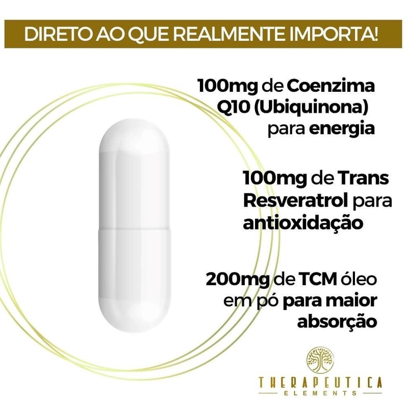 Coenzima Q10 + Trans Resveratrol + TCM Vegan 60 Cápsulas Therapeutica Elements