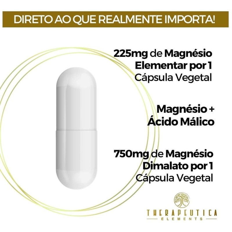 Magnésio Dimalato 750mg Vegan 60 Cápsulas Therapeutica Elements