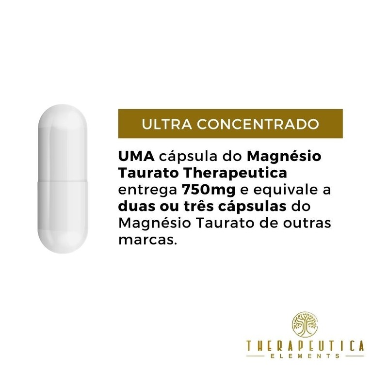 Magnésio Taurato 750mg Vegan 60 Cápsulas Therapeutica Elements