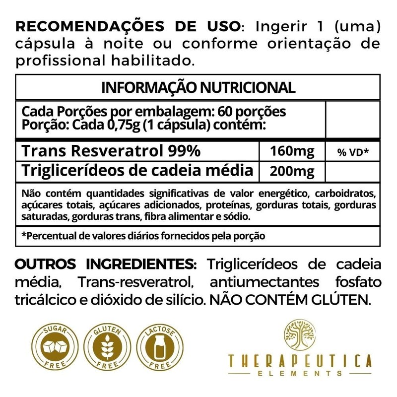 Trans Resveratrol + TCM Vegan 60 Cápsulas Therapeutica Elements