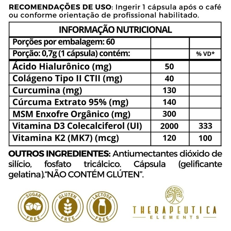 SOS Joints (Articulações) 60 Cápsulas Therapeutica Elements