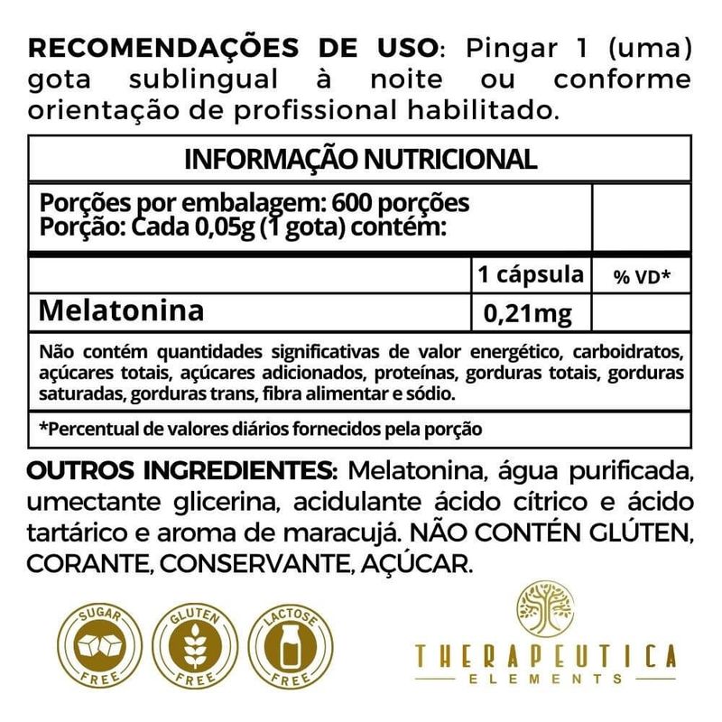 Melatonina Fast Action Ação Rápida Sublingual 30 ml Therapeutica Elements