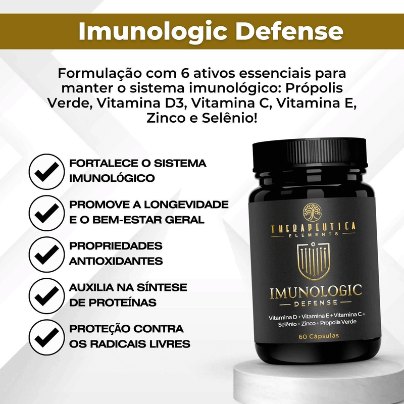 Imunologic Defense Própolis Verde, Vitaminas C, D, E, Selênio e Zinco 60 Cápsulas Therapeutica Elements