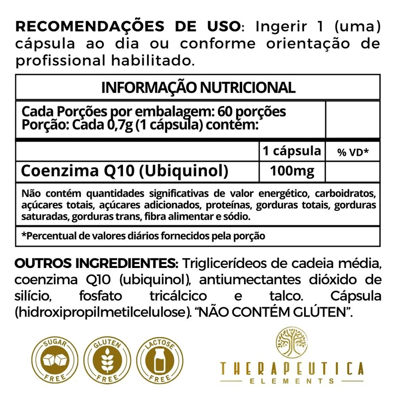 UBIQ10  100mg 60 cápsulas therapeutica elements