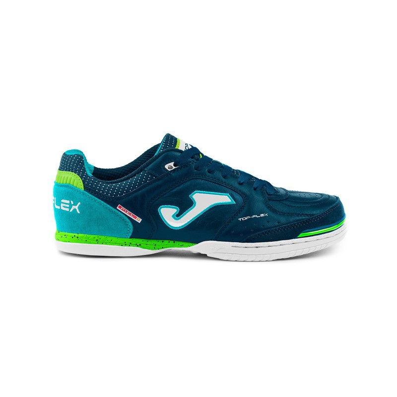 Chuteira Top Flex Futsal Azul Marinho e Verde Joma