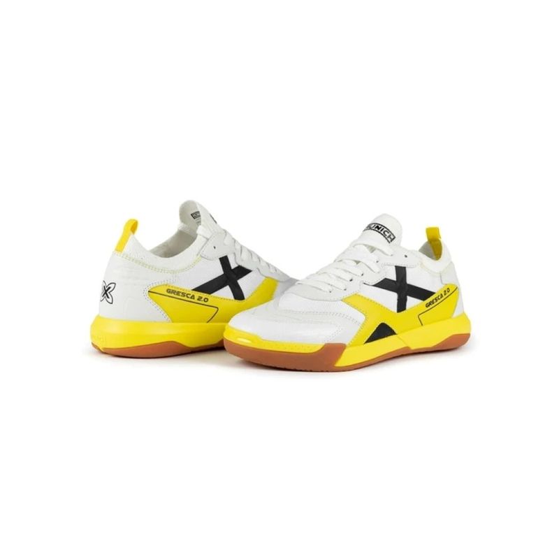 Chuteira Futsal Gresca 2.0 06 Branco e Amarelo Munich