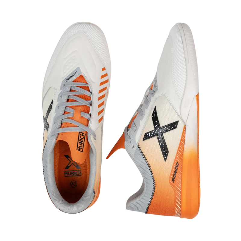 Chuteira Futsal Rondo Cinza/Laranja Munich
