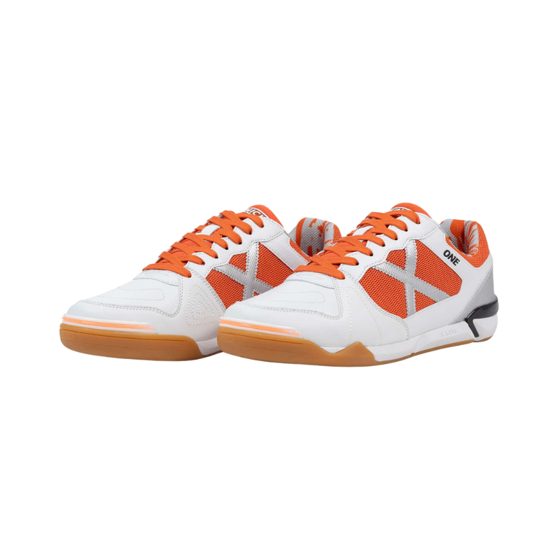 Chuteira Futsal One Laranja/Prata Munich