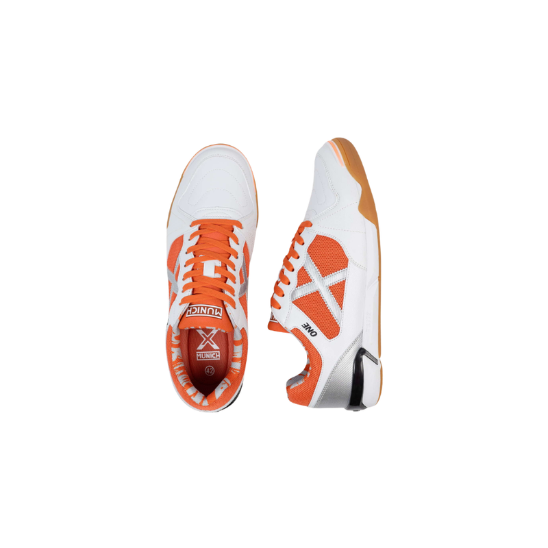 Chuteira Futsal One Laranja/Prata Munich