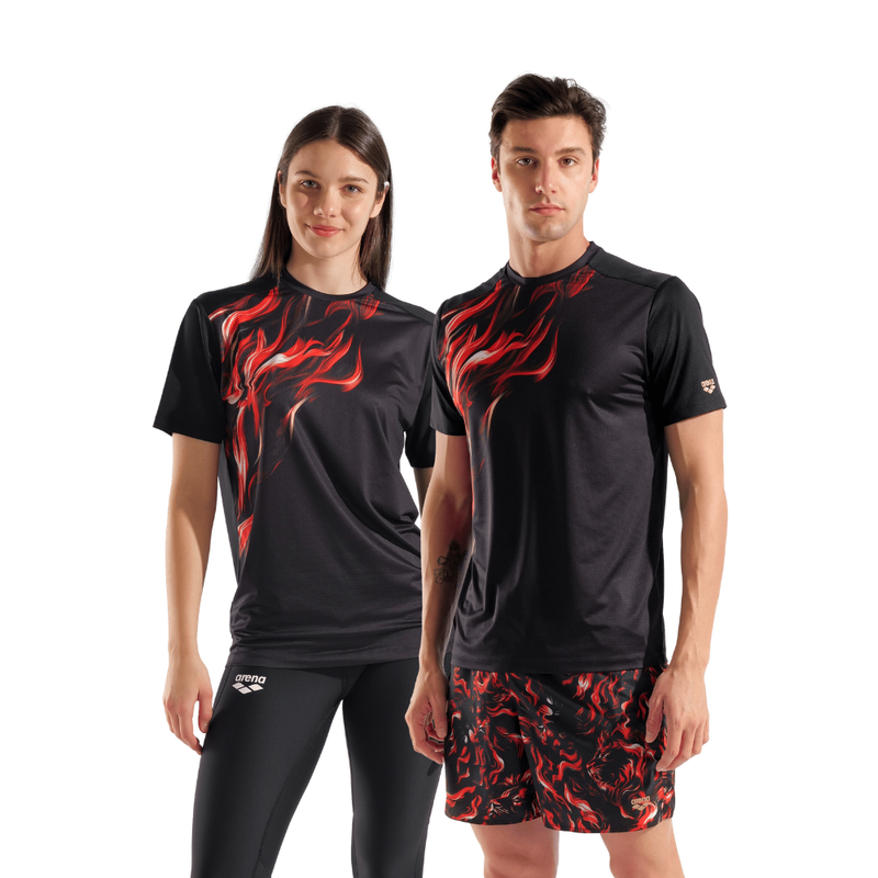 Camiseta Manga Curta Indomitus Preto/Vermelho arena