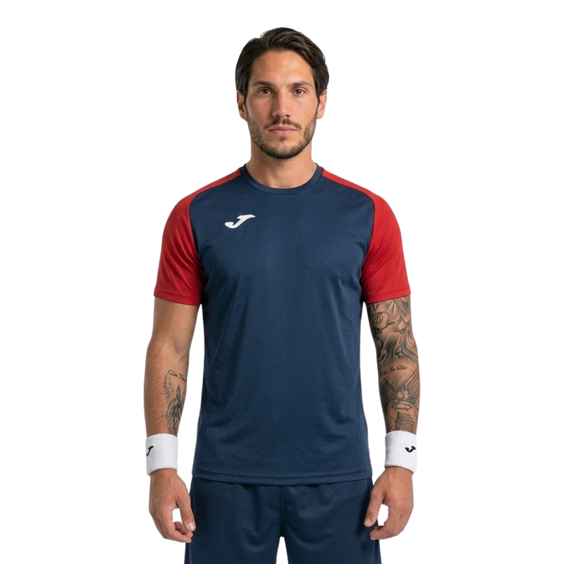 Camiseta Manga Curta Academy IV Azul/Vermelho Joma