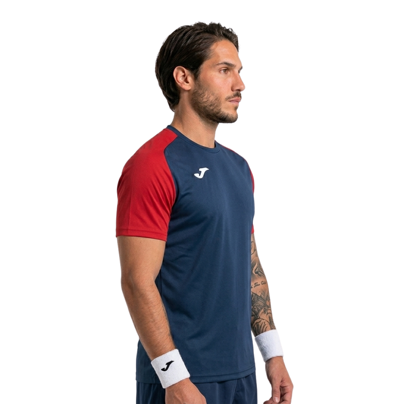 Camiseta Manga Curta Academy IV Azul/Vermelho Joma
