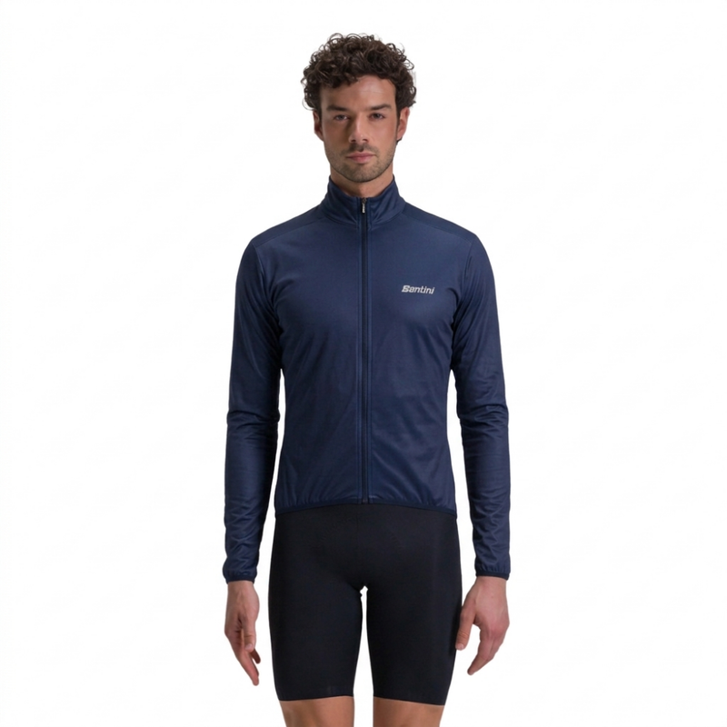 Jaqueta Corta Vento Ciclismo Masculino Latam Nebula Azul Marinho Santini
