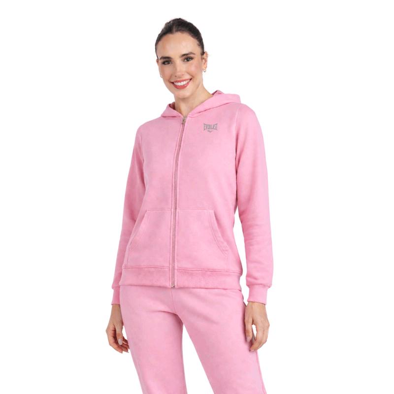 Moletom Zíper Essentials Small Logo Rosa Bebê Everlast