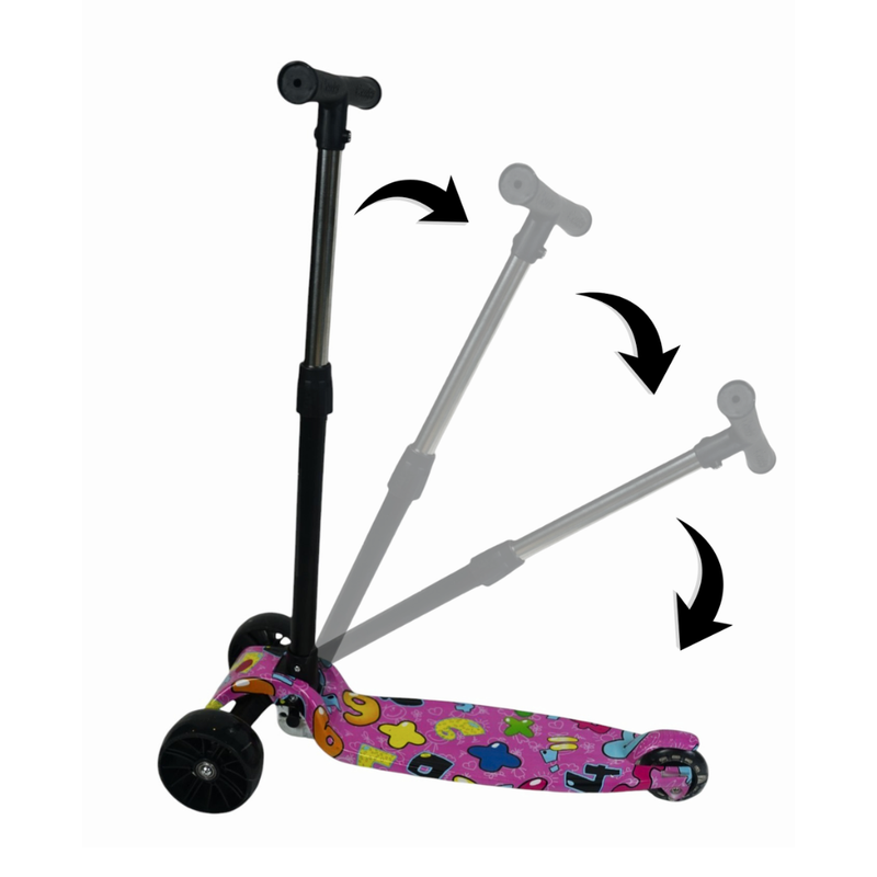 Patinete Infantil 3 Rodas Dobrável Rosa Roppe