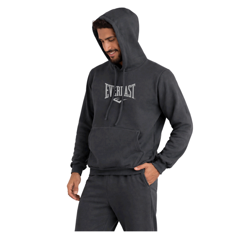 Moletom com Capuz Essentials Big Logo Chumbo Everlast