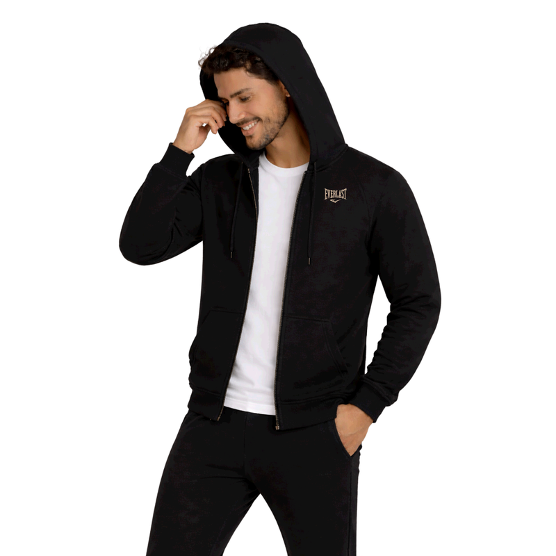 Moletom com Zíper Essentials Mini Logo Preto Everlast
