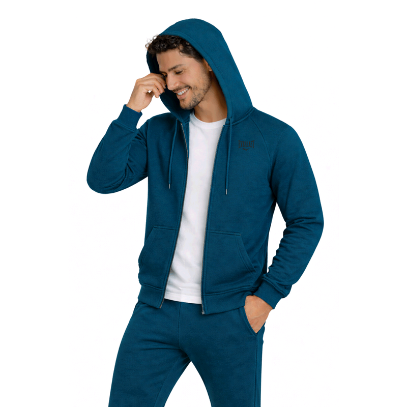 Moletom com Zíper Essentials Mini Logo Azul Everlast