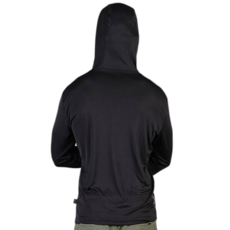 Camiseta Manga Longa UV com Capuz Preto Florence
