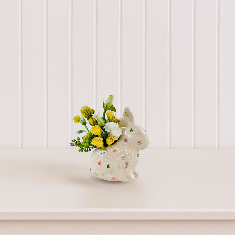 Coelhinho Ceramico com Mix de Flores Floet