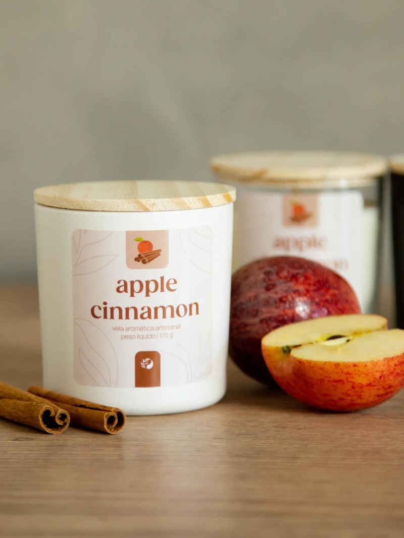 Vela aromática Apple Cinnamon - Frasco Branco