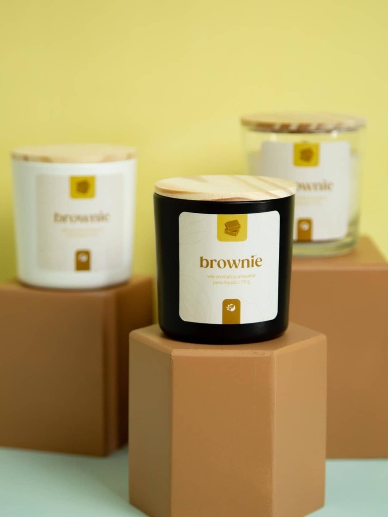 Vela aromática Brownie - Frasco Preto