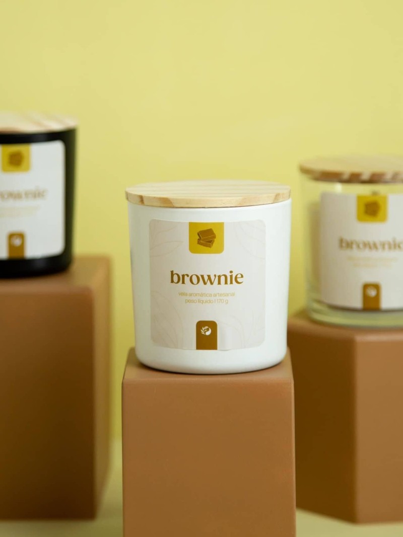 Vela aromática Brownie - Frasco Branco