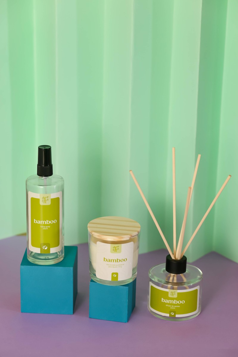 Combo Vela + Home Spray + Difusor Bamboo