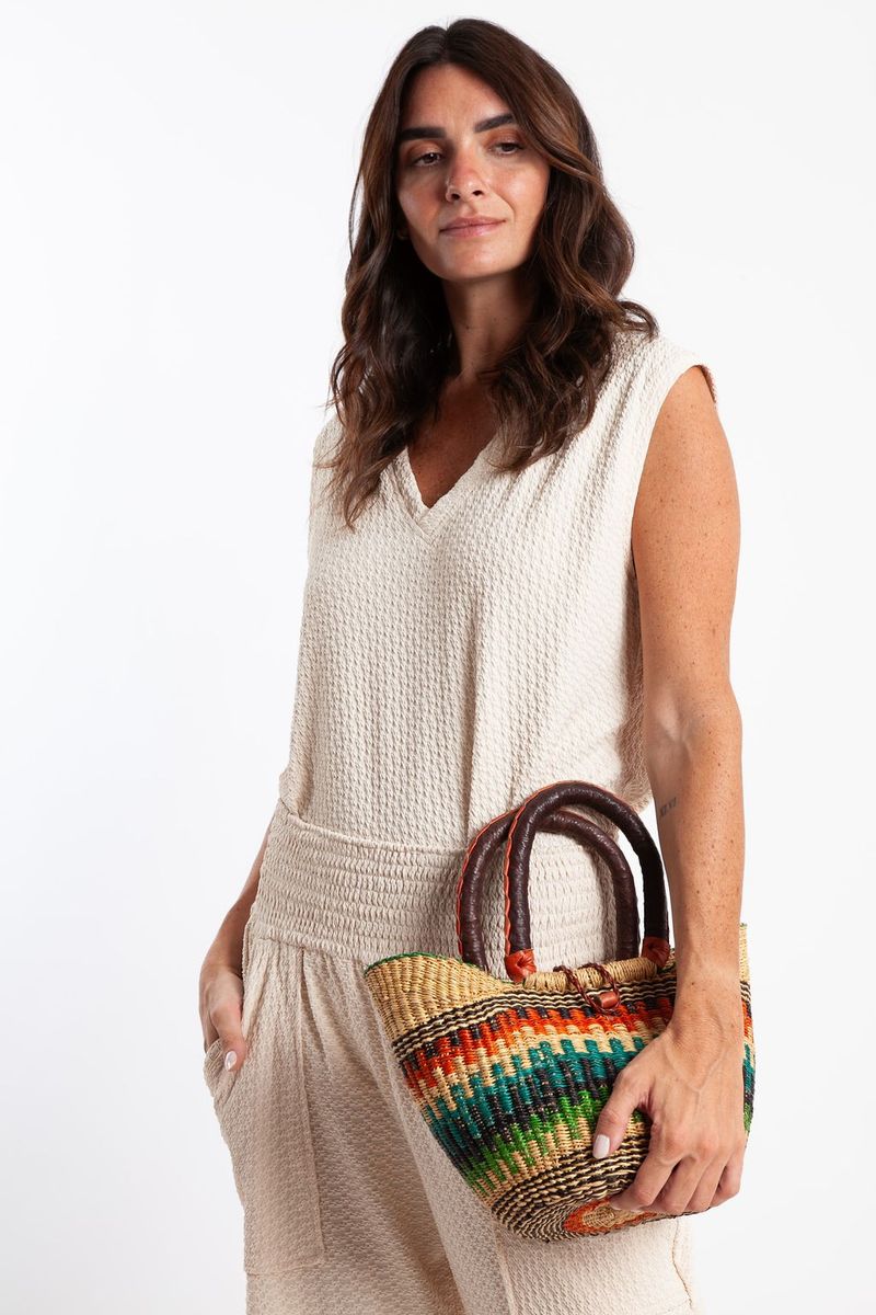 Bolsa de Palha Mini com Fecho