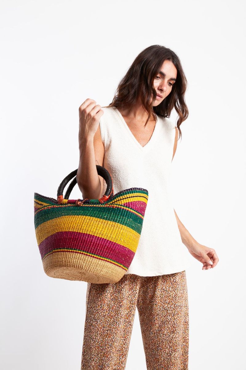 Bolsa de Palha Grande com Fecho