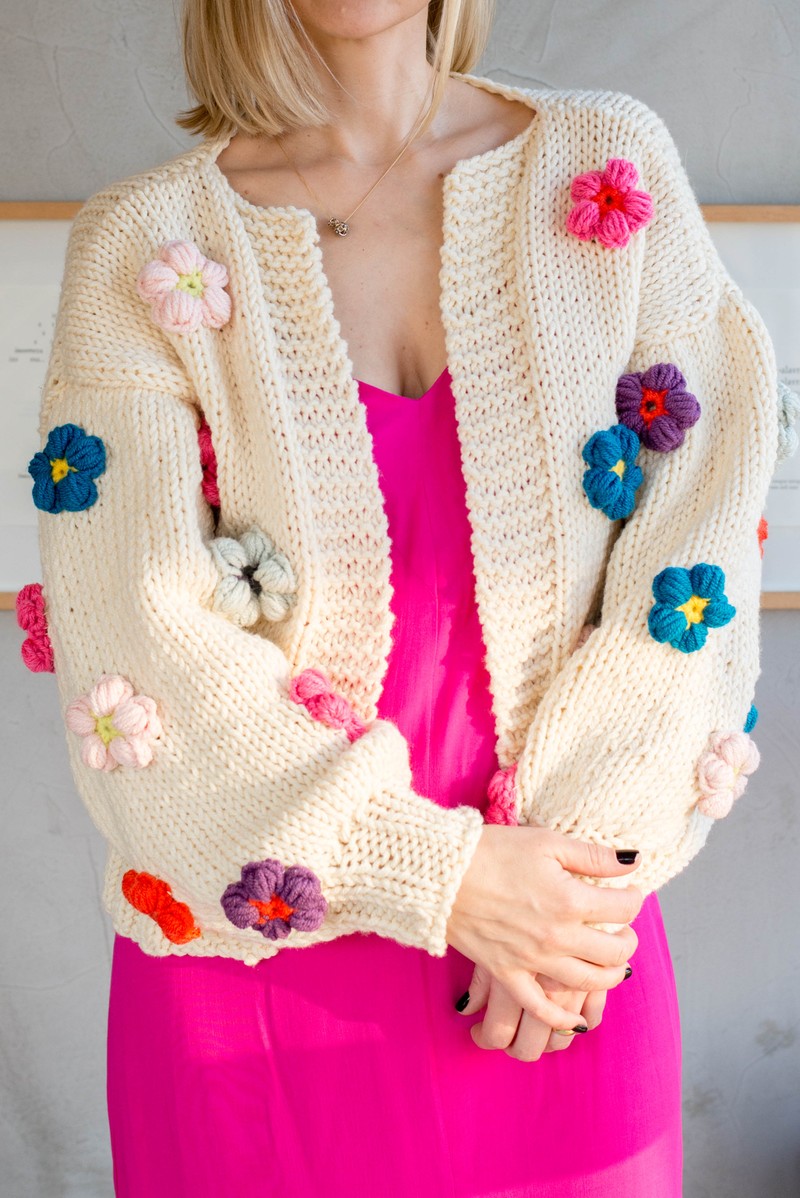 Cardigan Flor Off-White