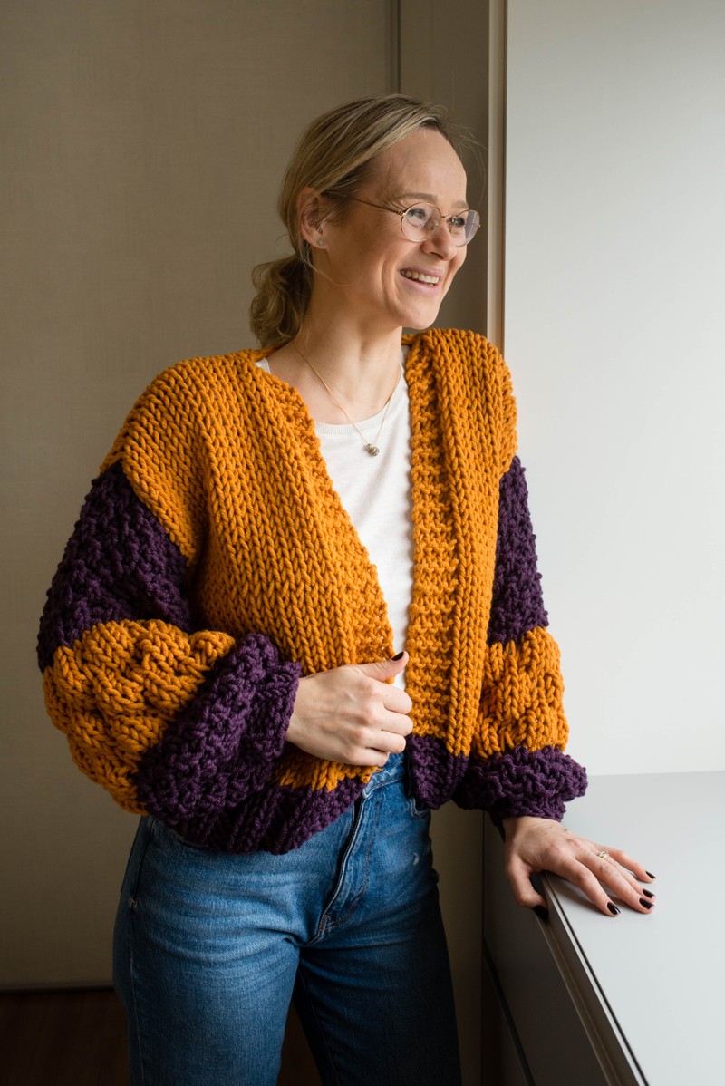 Cardigan Duo Ocre & Berinjela