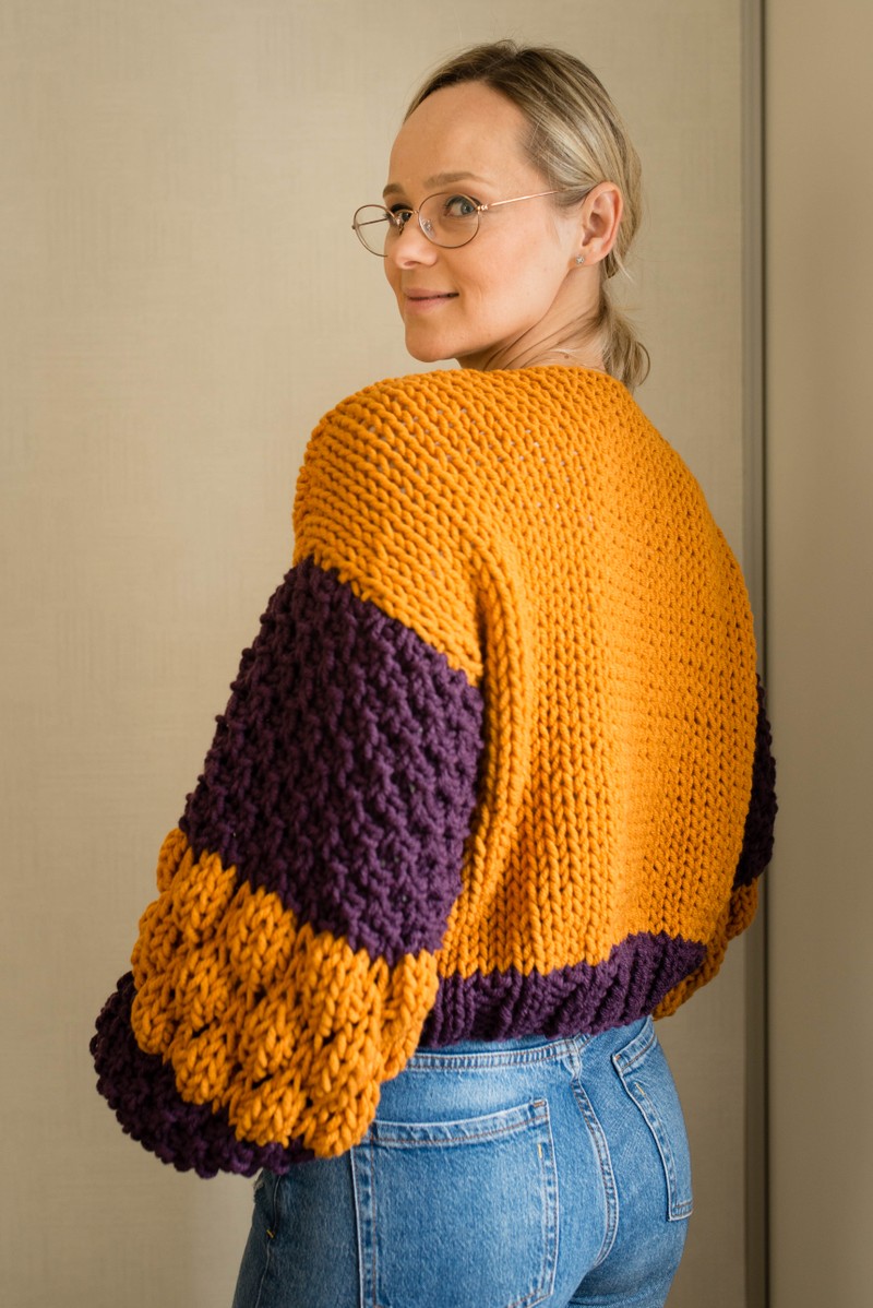 Cardigan Duo Ocre & Berinjela