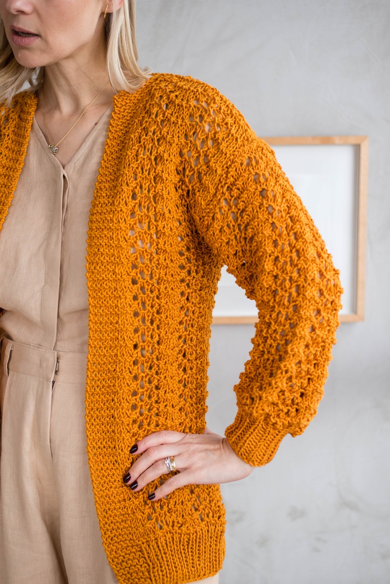 Cardigan Trilha Ocre