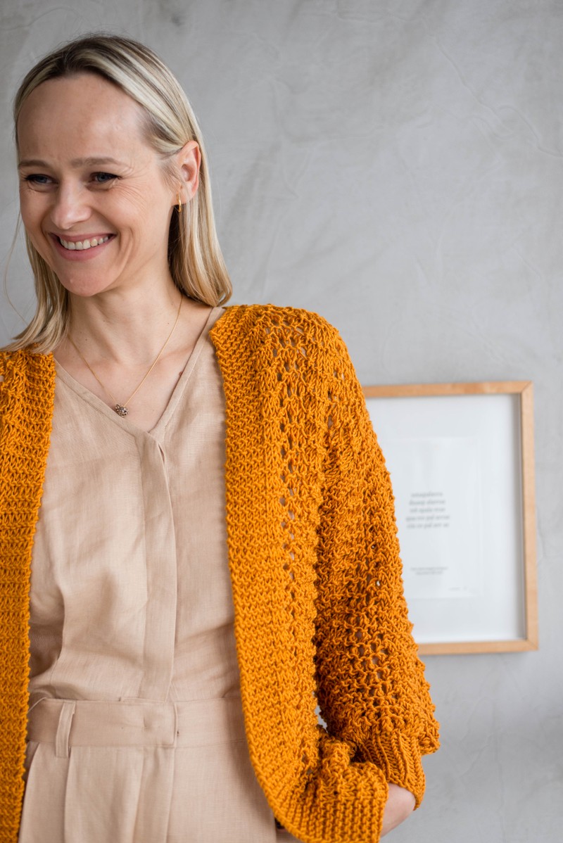 Cardigan Trilha Ocre