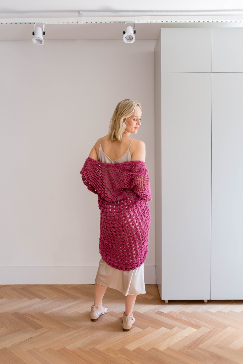 Crochet Maxicardigan Plum