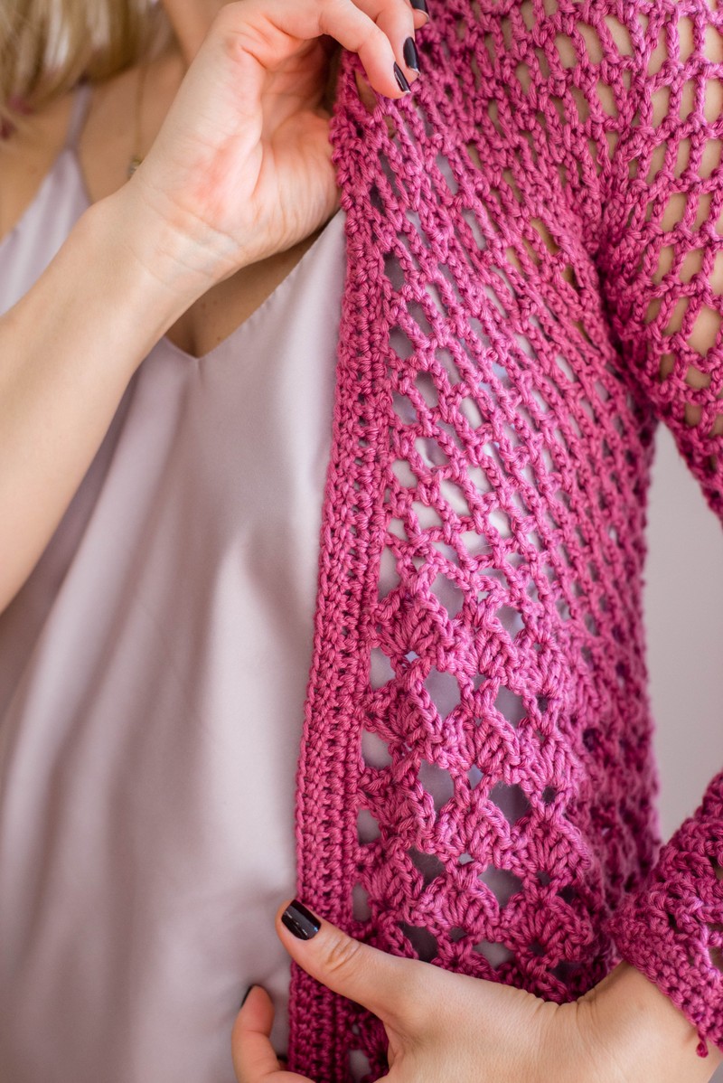 Crochet Maxicardigan Plum