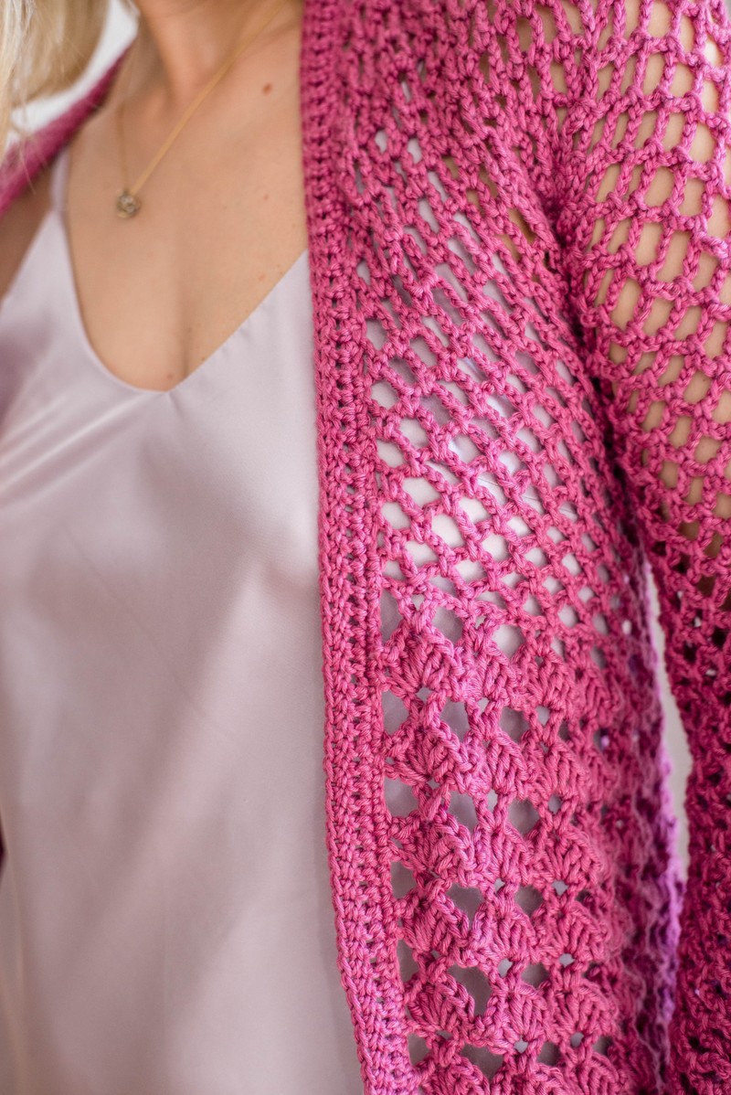 Crochet Maxicardigan Plum