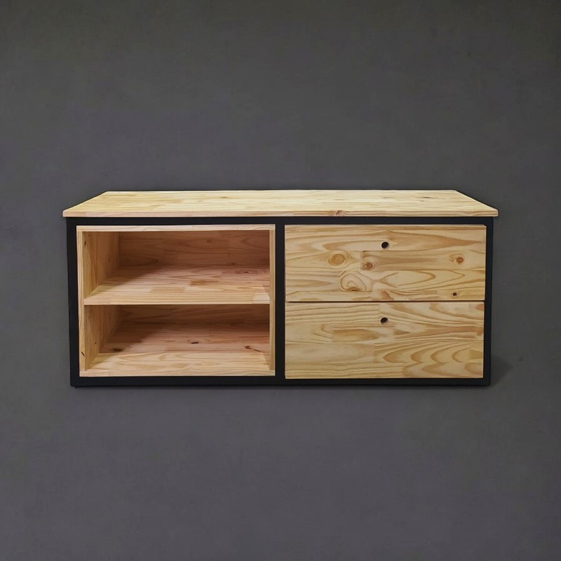 Rack Luna com Gavetas 140x40x60alt - Pinus 18mm