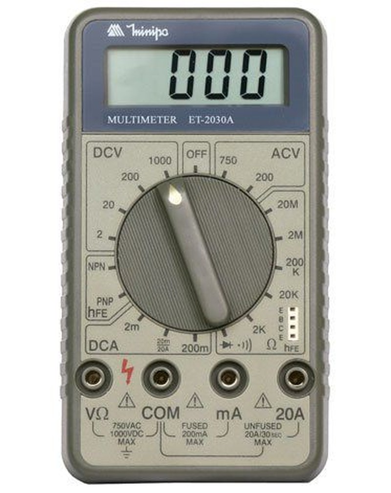 Multímetro Digital 3½D – 20Mohms – 20A - Minipa ET-2030A