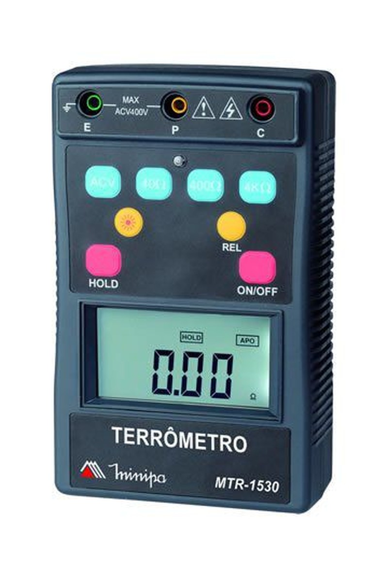 Terrômetro Dig Portátil 3 3/4 Dig CAT IV 400V / Tensão AC 400V/ Backlight / Auto Power Off / Data Hold - Minipa MTR-1530